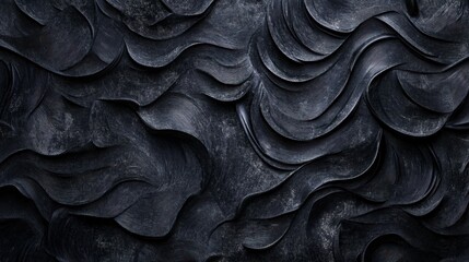 Fototapeta premium Abstract Dark Waves Texture Background - Sculpted Pattern Design