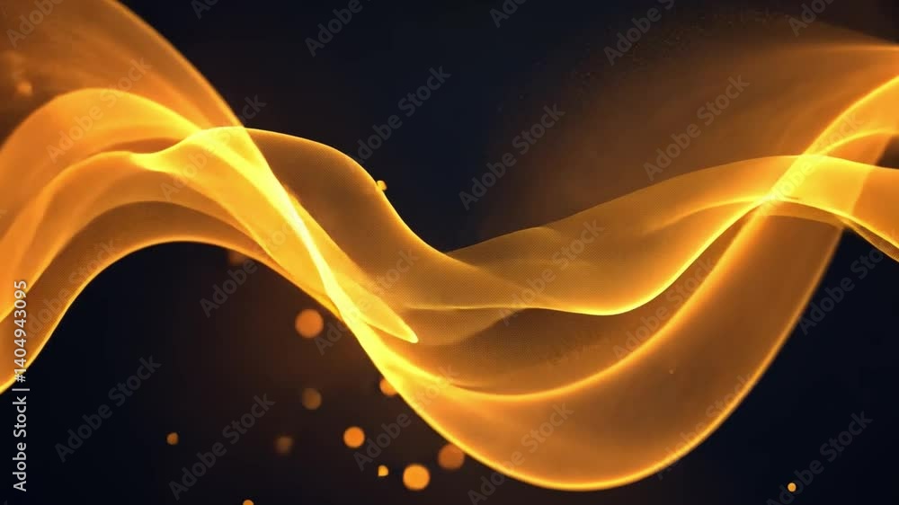 Poster mesmerizing abstract design flowing golden waves and flames in motion, creating dynamic background t