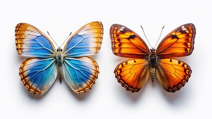 Obraz premium Aerial View of Butterfly on White Background, With and Without Shadow - High-Resolution Stock Photo
