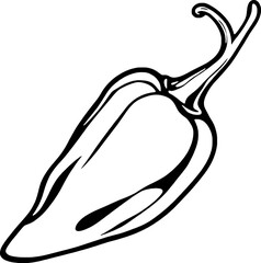 A Detailed Line Drawing Of A Single Jalapeno Pepper