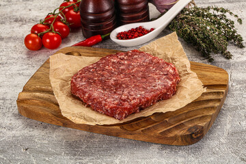 Raw beef burger cutlet for grill