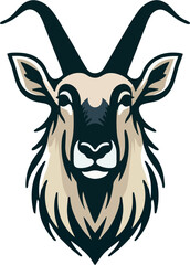 Obraz premium Cartoon vector illustration of a antelope head with antlers in a wild animal design