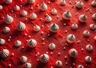 Aerial View of Red Landscape with White Chocolate Kisses - Drone Photography
