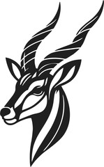 antelope Head Tribal Tattoo Design with Animal Silhouette Art and Wild Nature Symbols