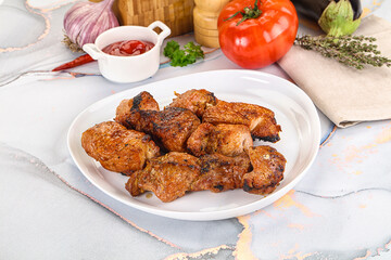 Grilled pork neck meat shashlik