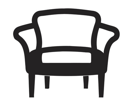 recommend clip art: Simple armchair with linear design on a white surface, modern furniture, armchair, minimalist style