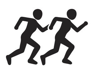 People running in a pose on a white surface, fitness, active lifestyle
