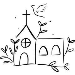 First Holy Communion, Konfirmation, Baptism, Cross, Dove, Church Vector Illustration