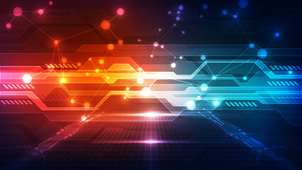 Abstract technology background. Futuristic interface with geometric shapes. Vector illustration.