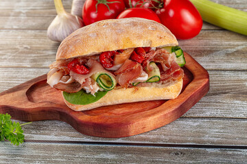 Ciabatta with cured parma and tomato