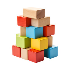Obraz premium Colorful wooden blocks stack isolated on transparent background
