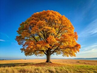 Autumnal Field Maple Tree in a Sunlit Meadow - Architectural Photography