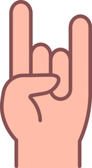 Rock gesture hand icon in line and fill style.