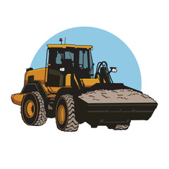 Sand tractor  illustration, perfect for building equipment service company logo
