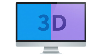 Isolated Computer Monitor With 3D Text