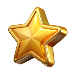 3d golden star on a transparent background