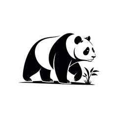 panda silhouette logo vector line art logo design