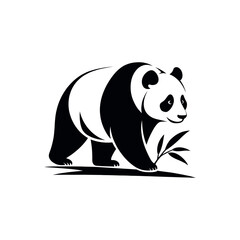 panda silhouette logo vector line art logo design