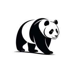 panda silhouette logo vector line art logo design