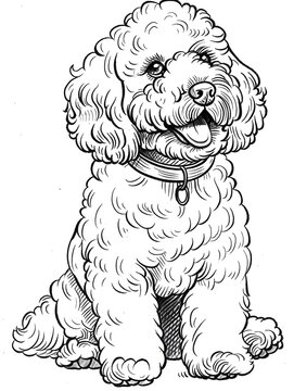 Cute Poodle dog coloring page