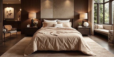 Mocha Musse luxury bedding sets in soft, velvety fabric, creating an indulgent sleep experience. The deep mocha tones complement