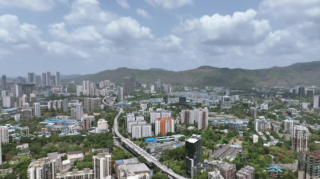 Aerial view of the LBS Road Wagle Estate Thane 
