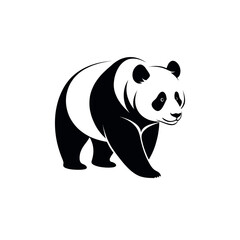panda silhouette logo vector line art logo design