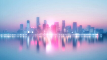 City skyline at dawn, soft focus