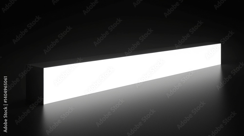 Poster a rectangular light source casting a bright white glow on a dark background.
