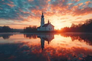 Fototapeta premium Easter sunrise reflection