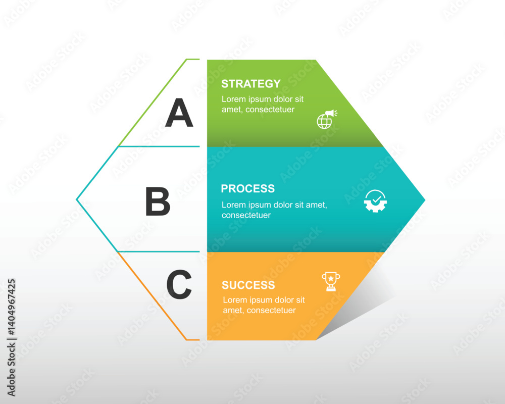Poster infographic template vector with 3 step and icons suitable for business information, banner presenta