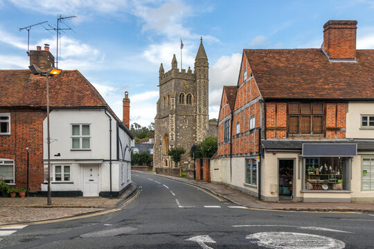 View down Church street to St Mary the Vigin church, Amersham, Buckinghamshire.