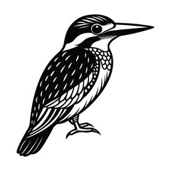 kingfisher bird line art vector illustration.
