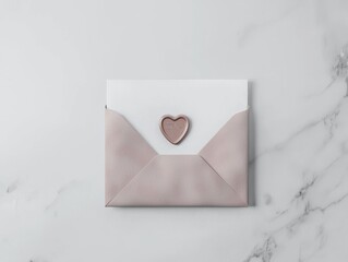Cute Minimalistic Watercolor Envelope with Heart Seal