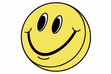 Cheerful yellow smile icon expressing happiness.