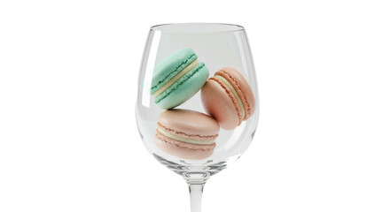 Isolated Macarons in a Wine Glass