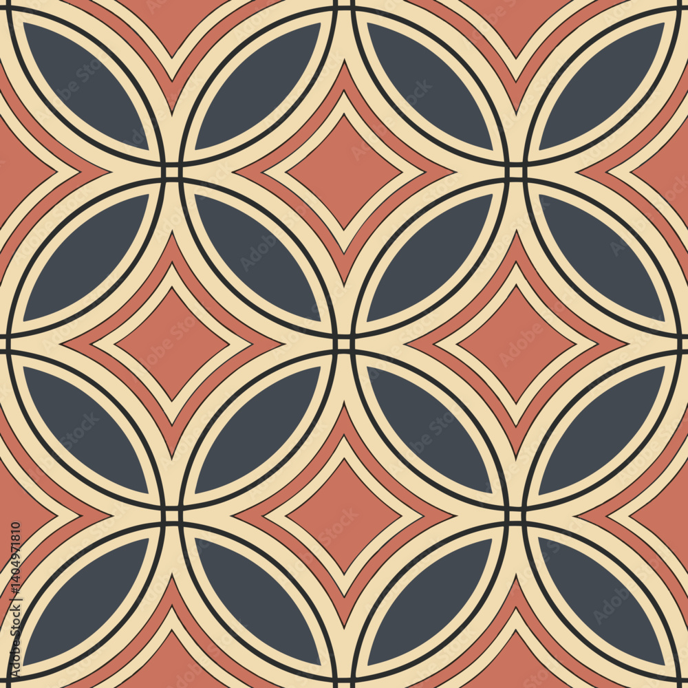 Poster seamless vector pattern with geometric shapes in earthy tones