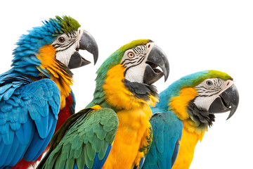 Fototapeta premium Group of Colorful Macaws Isolated on White Background