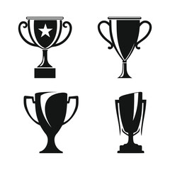 Minimalist Trophy Icons & Award Cups – Monochrome Victory Symbol Set