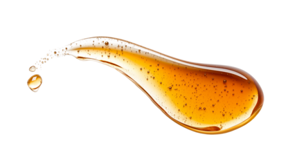 Smudge of skincare serum with gel texture, light reflection details, transparent finish, isolated on white background, top view, PNG format