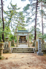 Obraz premium 春の天橋立神社 京都府宮津市 Amanohashidate Shrine in Spring. Kyoto Pref, Miyazu City.