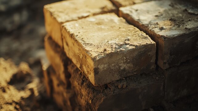 Mason laying bricks for a house foundation. Featuring bricklaying and construction