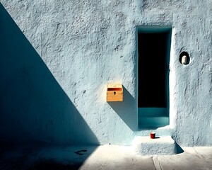 Light  Shadow on Light Blue Wall.