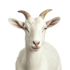 Fototapeta premium White Goat Portrait with Horns and Expressive Face