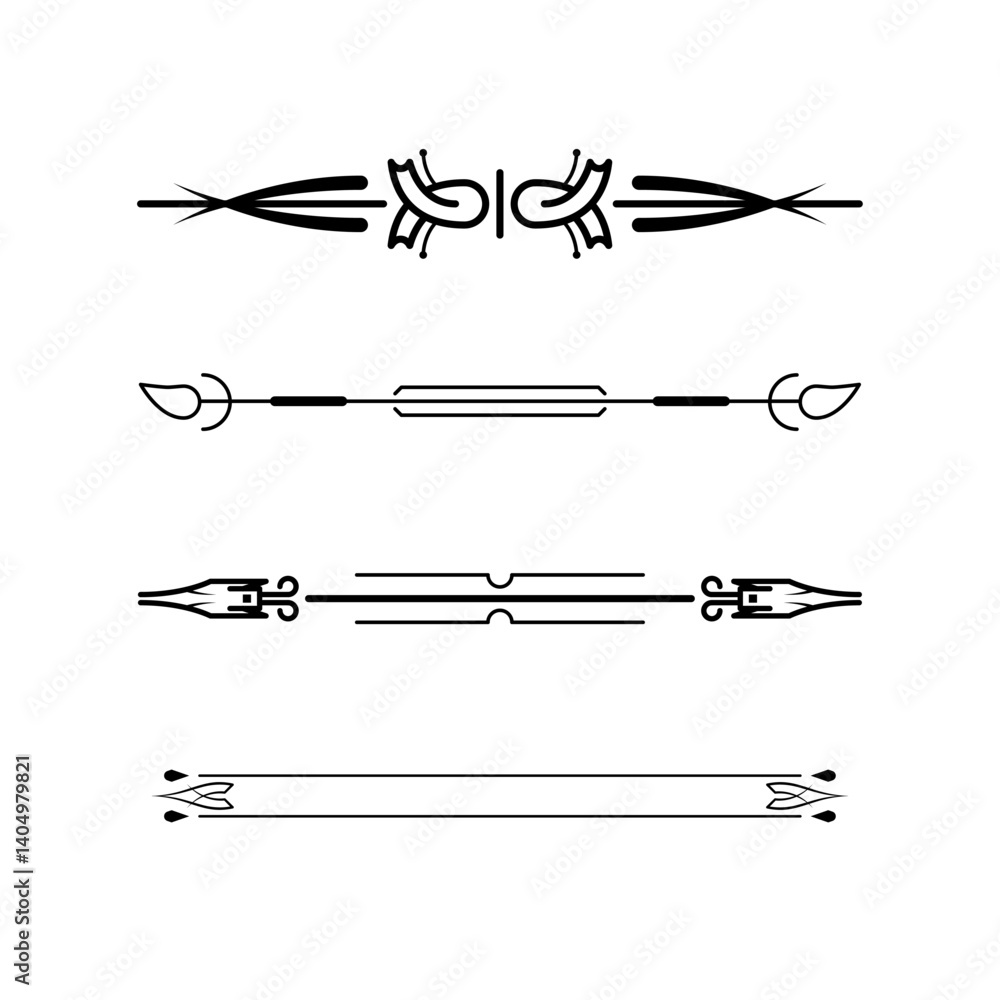 Poster set black simple line collection doodle border elements vector design style sketch isolated illustra