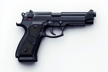 Black handgun isolated on white background firearm weapon safety security,