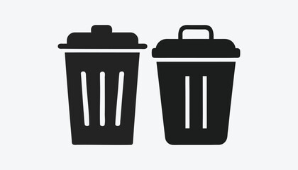 Simple Trash can line icons. vector on a white background