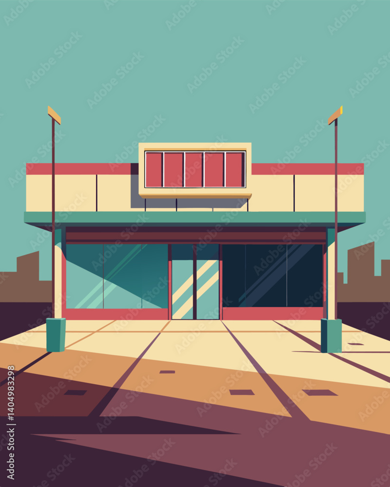 Poster the abandoned strip mall was a shadow of its former self with faded signs and empty windows where on