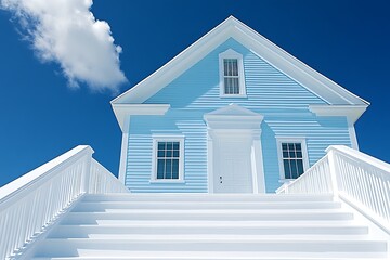 Light Blue House Steps to Sky