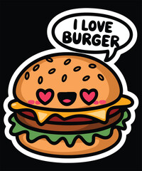 I love Burger Graphic Design